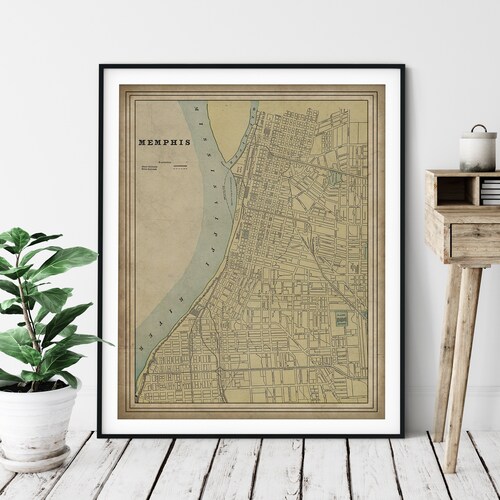Memphis Vintage Map Print Memphis Map Tennessee Map Art Etsy
