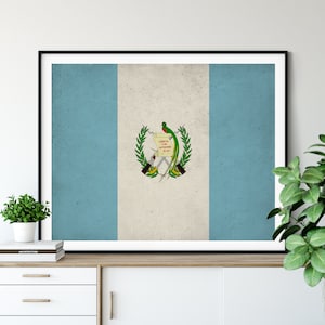 Arte de la bandera de Guatemala, impresión de la bandera guatemalteca, cartel de la bandera, banderas de país, pintura de la bandera, cartel de Guatemala, regalos de la casa, regalos únicos