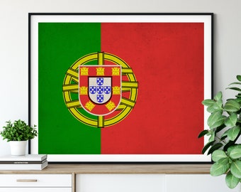 Portugal Flag Art,  Portugal Flag Print, Flag Poster, Country Flags, Portuguese Art, Portuguese Gifts, Portugal Poster, Flag Painting