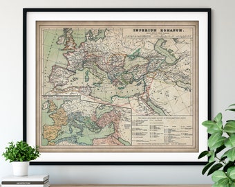 1892 Roman Empire Map Print -Vintage Map Art, Antique Map, Old Map Poster, History Buff Gift, History Teacher Wall Art, Germany Syria Italy