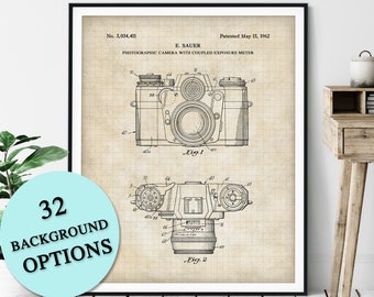 Camera Patent Print - Customizable Film Camera Blueprint, Photographer Gift, Photography Poster, Old Camera Art, Photo Studio Wall Decor