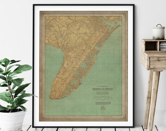 1888 Cape May New Jersey Map Print, Vintage Map, Antique Map, Old Map, Cape May Print, Cape May Art, Jersey Shore Wall Art, Topographical