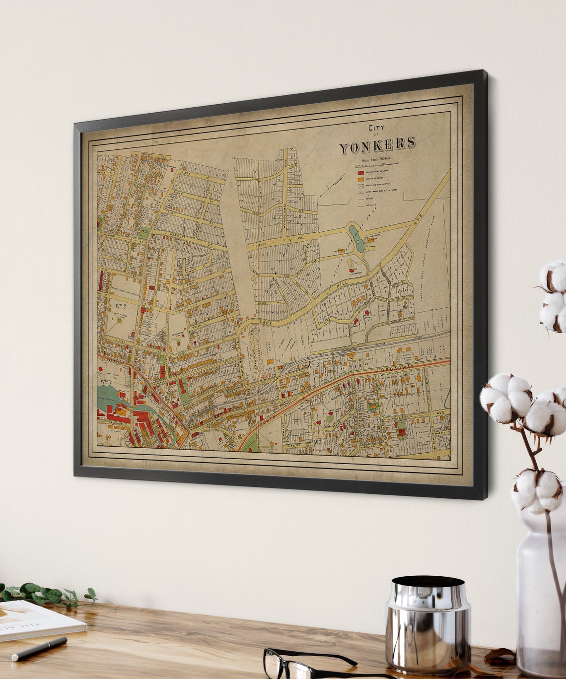 1893 Yonkers NY Map Vintage Map Art Antique Map Print Etsy