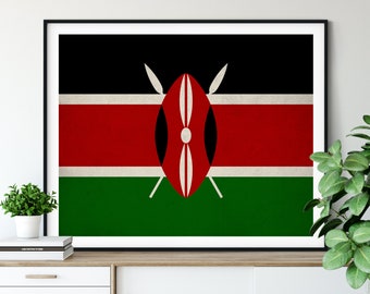 Kenya Flag Art, Kenya Flag Print, Kenyan Flag Poster, Country Flags, Flag Painting, Kenya Flag Poster, African Art, Africa Print, Gifts