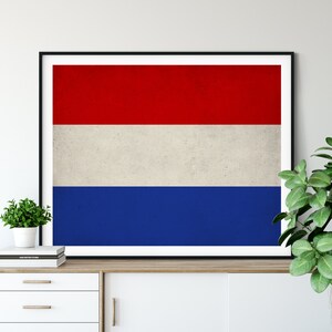Art de drapeau des Pays-Bas, empreinte de drapeau des Pays-Bas, affiche de drapeau, drapeaux de pays, peinture de drapeau, rustique, industriel, idées de cadeaux, art de mur de bureau