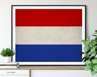 Netherlands Flag Art,  Netherlands Flag Print, Flag Poster, Country Flags, Flag Painting, Rustic, Industrial, Gift Ideas, Office Wall Art