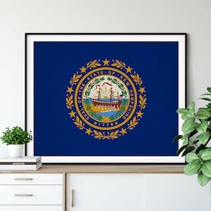 New Hampshire Flag Art Print: Vintage NH State Pride Wall Decor