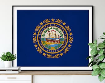 New Hampshire Flag Art, New Hampshire Flag Print, State Flag Poster, Vintage Flag, New Hampshire Art, New Hampshire Gift, Living Room Art