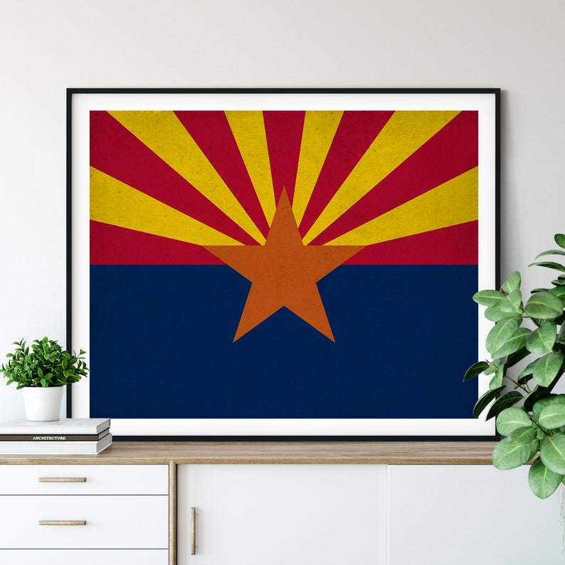 Arizona Flag Art Arizona Flag Print Vintage State Flag Etsy