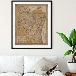 1900 Wisconsin Railroad Map Print, Vintage Wisconsin Map Art, Antique Wisconsin Map, Old Map, Railway Map, Train Gifts, Locomotive Wall Art image 6