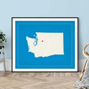 Custom Washington State Art, Customized State Map Art, Personalized, Washington Art, Heart Map, Washington Map, Love, Washington Print image 1
