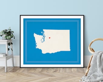 Custom Washington State Art, Customized State Map Art, Personalized, Washington Art, Heart Map, Washington Map, Love, Washington Print