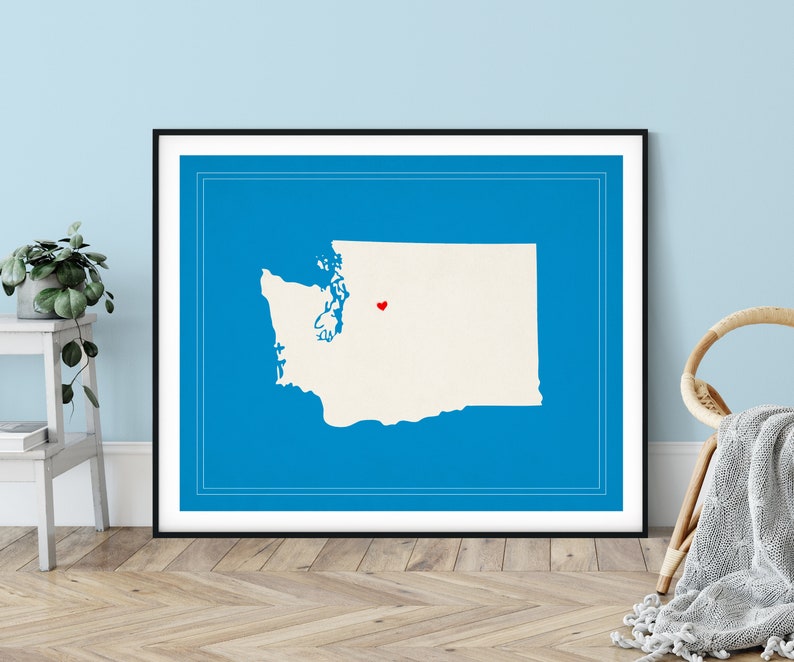 Custom Washington State Art, Customized State Map Art, Personalized, Washington Art, Heart Map, Washington Map, Love, Washington Print image 1