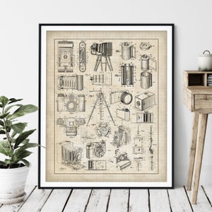 Photography Patent Print: Customizable Camera Equipment Blueprint Collage Art