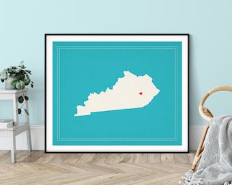 Custom Kentucky State Art, Customized State Map Art, Personalized Gift, Kentucky Art, Heart Map, Kentucky Map, KY Love Map, Kentucky Print