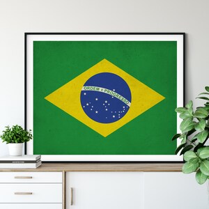Brazil Flag Art, Brazilian Flag Print, Flag Poster, Country Flags, Flag Painting, Brazil Art, Wall Art, Wall Decor, Brasil, Christmas Gifts