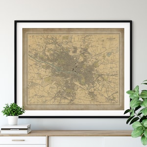 1912 Glasgow Scotland Map, Vintage Map Art, Antique Map Print, Glasgow Map, Old Map, Glasgow Print, Glasgow Poster, Glasgow Wall Art, Gift