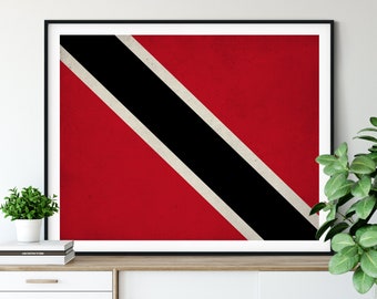 Trinidad & Tobago Flag Art, Flag Print, Flag Poster, Country Flags, Flag Painting, Caribbean Gifts, Wall Art, Wall Decor, Housewarming Gift