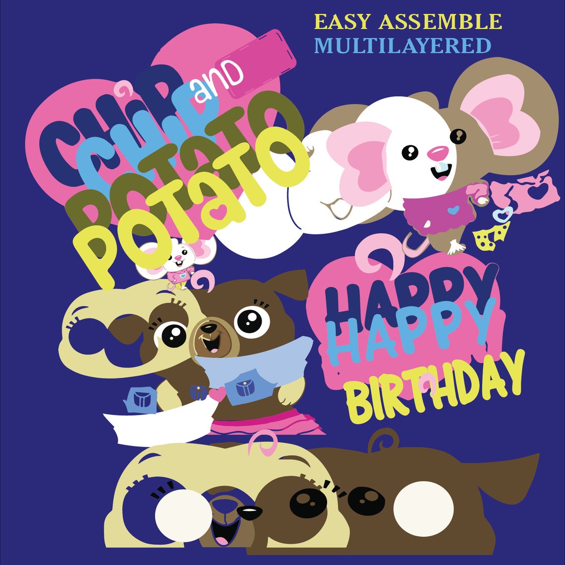 Chip and potato SVG Easy cut and assemble multilayered chip Etsy