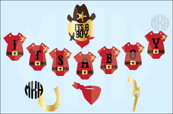 Download Multilayered its a boy cowboy baby shower banner SVG file for | Etsy