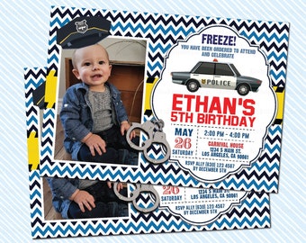 Digital Printable Police Birthday Invitation Policemen Cop Invite