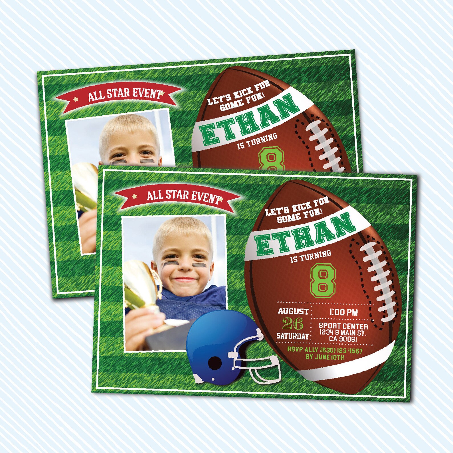 Digital Printable American Football Birthday Invitation. - Etsy