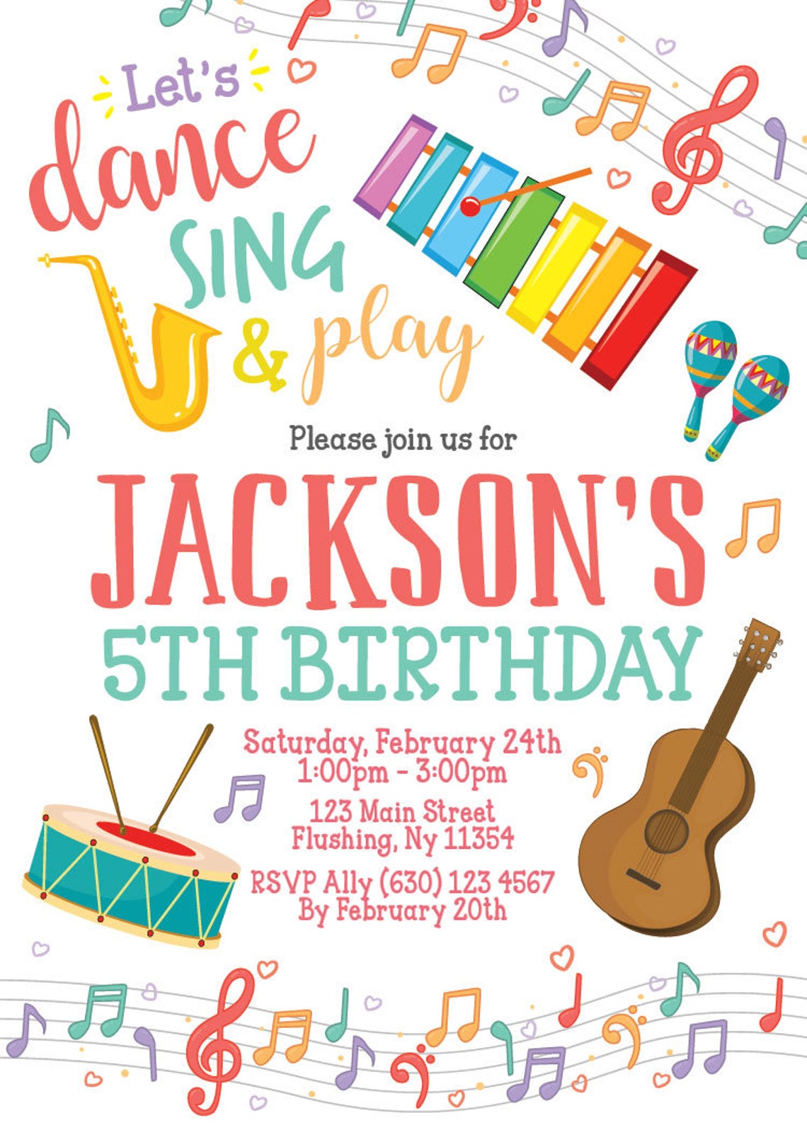 Digital Music Invitation. Music Birthday Invite. Music Night. Etsy