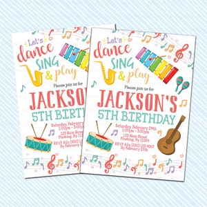 Digital Music Invitation. Music Birthday Invite. music night. dance Sing and Play