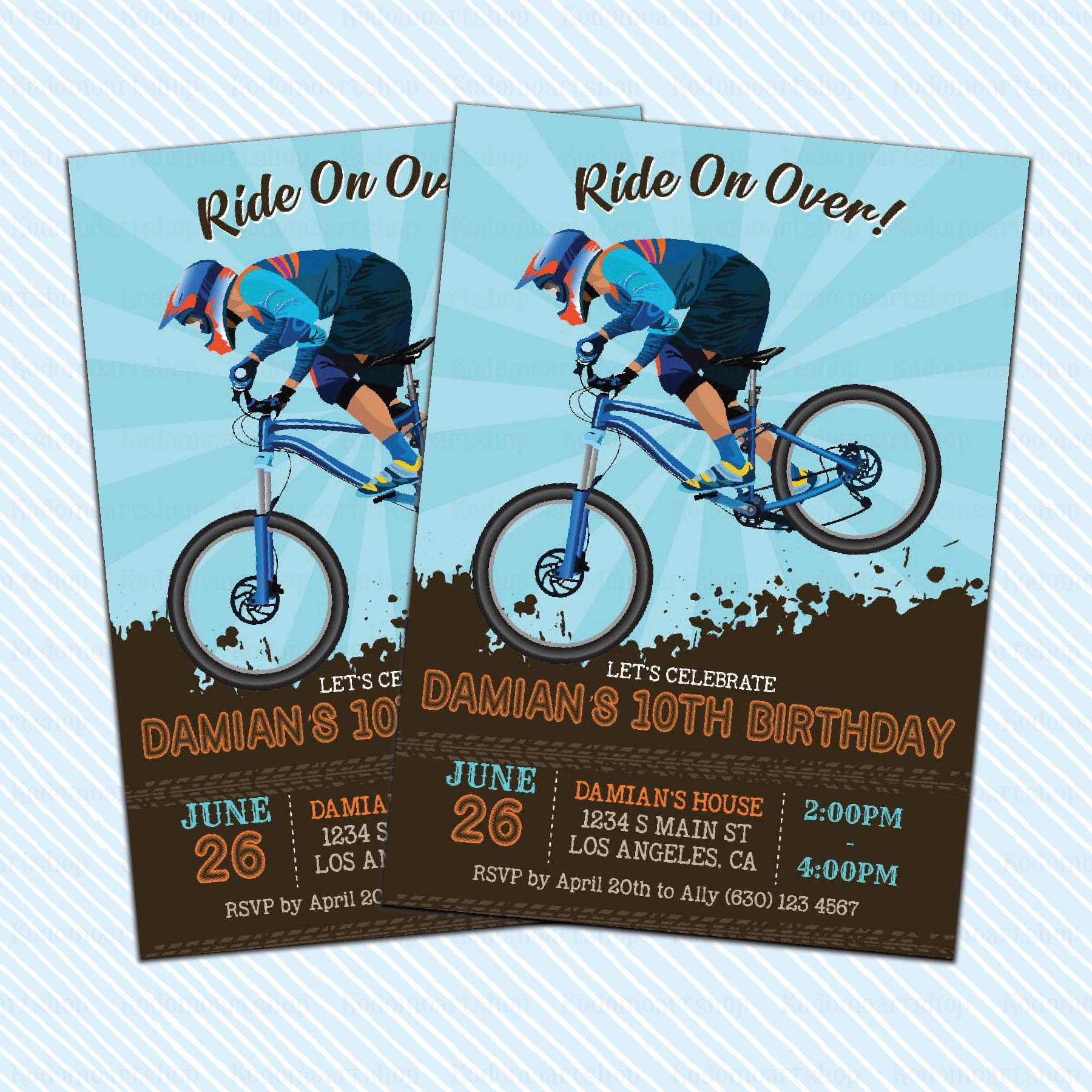 Digital Printable Bicycle Birthday Invitation. Ride on over Etsy