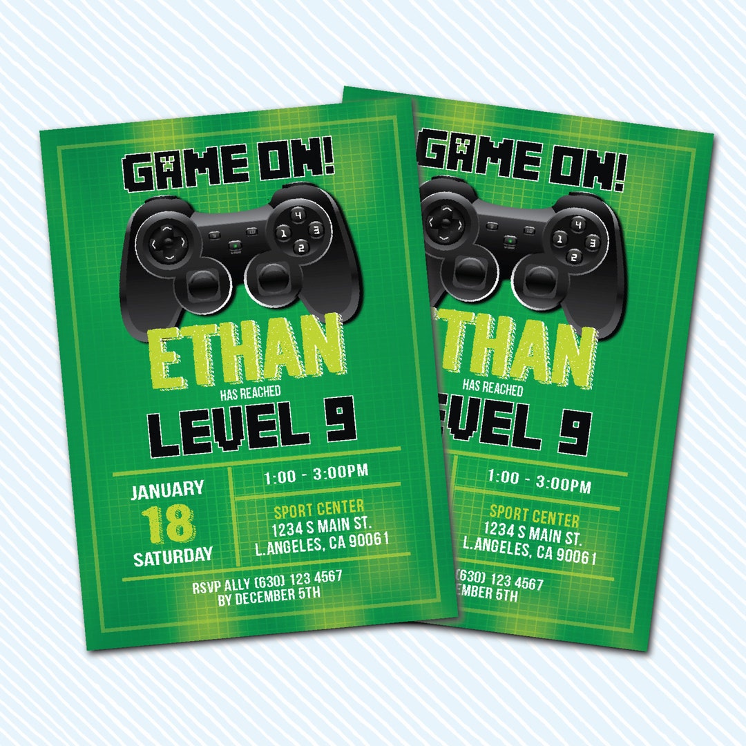 Digital Printable Video Game Birthday Invitation. Gamer - Etsy