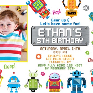 Digital Printable Robot Birthday Invitation. Robot Party Invitation ...