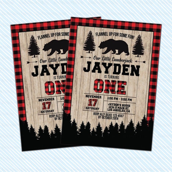 Digital Printable Lumberjack Birthday Invitation. Boy | Etsy