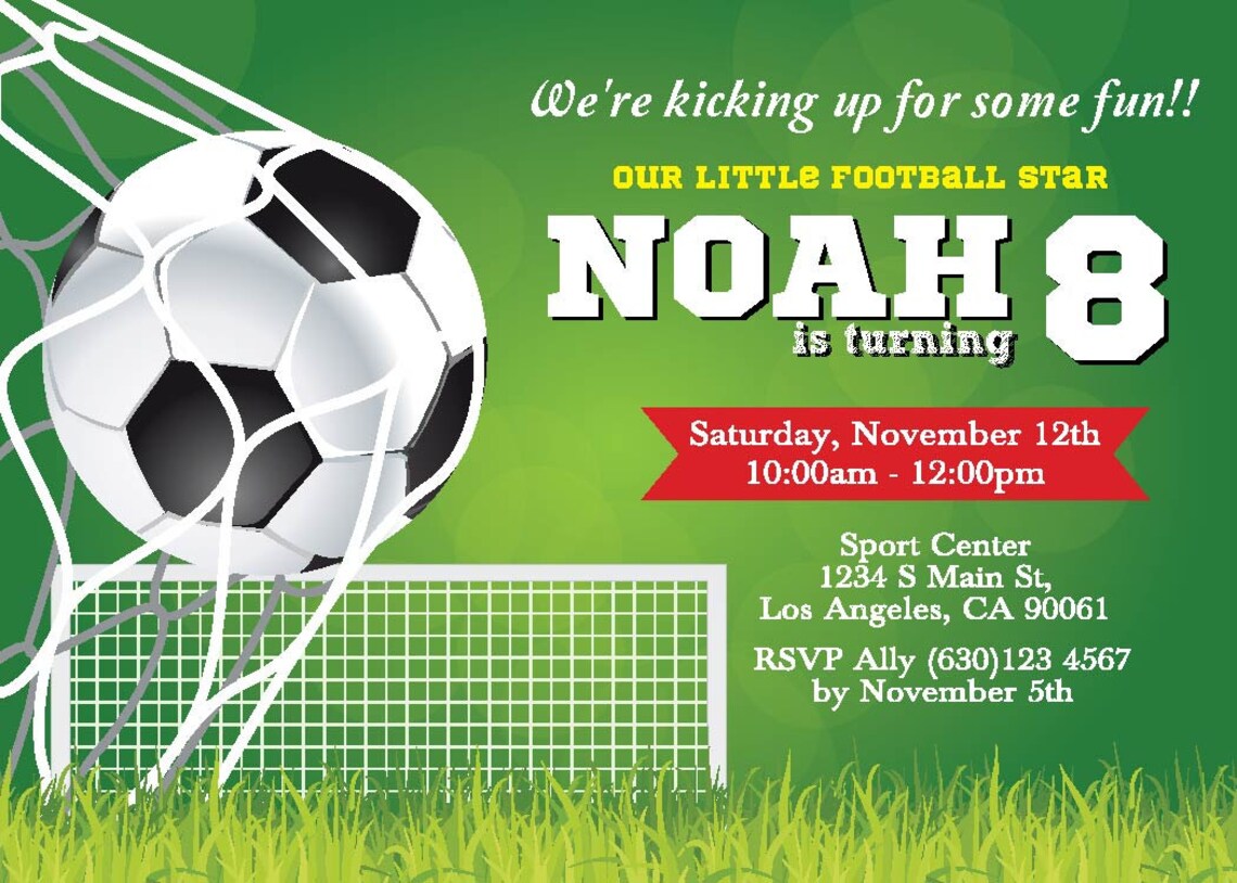 Digital Soccer Birthday Invitation. Kick Birthday. Boy Etsy