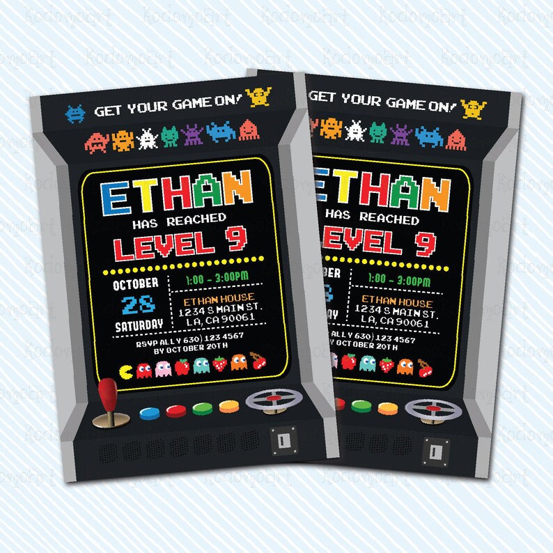 Digital Printable Video Game Birthday Invitation. Gamer Etsy