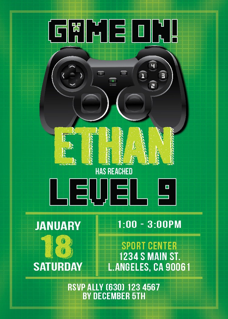 Digital Printable Video Game Birthday Invitation. Gamer | Etsy