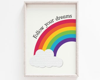 Nursery Wall Art, Rainbow Print, Nursery Print, Art Prints, Quote Print, Rainbow, Wall Art, Nursery Art Print, Nursery, Kids, Wall Art Print