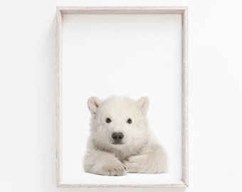 Polar Bear Print, Wall Art, Minimalist Print, Minimalist Art, Wall Art Print, Polar Bear, Nursery Wall Art, Cute Print, Nursery Print, Art