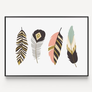 Wall Art Print, Feather Print, Tribal Print, Minimalist Print, Feather Wall Art, Tribal Wall Art, Modern Print, Scandinavian Print, Wall Art