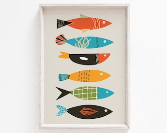 Fish Print, Wall Art, Wall Art Print, Fish Wall Art, Mid Century Modern, Scandi Print, Minimalist Print, Minimalist, Mid Century, Prints