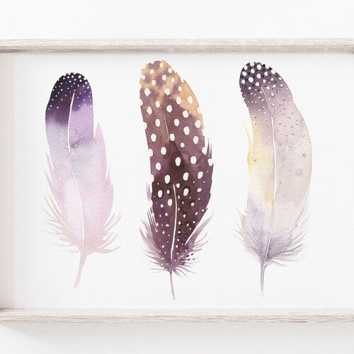 Feather Print Feather Art Wall Art Prints Watercolour Etsy UK