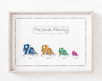 Family Gift, Family, Print, Custom Family Gift, Personalised Gift, Family Print, Custom Gift, Wellies Print, Personalised Family, Gift, Shoe