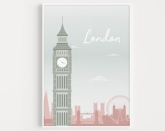 London Print, London Poster, Wall Art Print, Blue Wall Art, London Wall Art, Travel Print, Travel Poster, Art Print, Blue Art Print, London