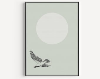 Wall Art, Bird Print, Bird Wall Art, Prints, Minimalist Print, Scandinavian, Art Print, Modern Print, Blue, Wall Art Print, Minimalist Art