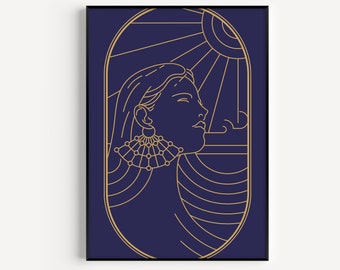 Art Deco Print, Art Deco Wall Art, Blue Print, Art Deco, Blue Gold, Deco, Prints, Blue Wall Art, Deco Print, Blue, Wall Art, Art Deco Poster