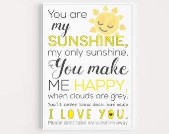 You Are My Sunshine Print, Wall Art Prints, Quote Print, Wall Art, Minimalist Poster, Minimalist Print, Modern Art, Art Prints, Posters, Art