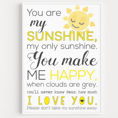 You Are My Sunshine Print Wall Art Prints Quote Print Wall | Etsy