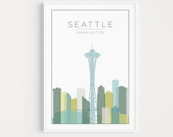 Wall Art Prints, Seattle Poster, Seattle Wall Art, Washington Print, Washington Poster, Minimalist Wall Art, Modern Travel, Travel Wall Art