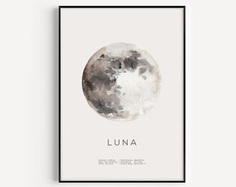 Moon Print, Wall Art Print, Moon, Art Print, Moon Wall Art, Space Print, Moon Poster, Luna, Prints, Wall Art, Moon Art Print, Minimalist