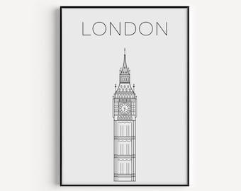 Wall Art, London Print, London Poster, London Wall Art, Travel Print, Black and White, Prints, Travel Wall Art, Minimalist Wall Art, Posters