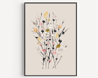 Flower Print, Wild Flower Print, Minimalist, Neutral Print, Wall Art Print, Flower Gift, Floral Print, Neutral, Wild Flower, Flower Wall Art